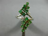 ESTATE WIDE .86CT DIAMOND & AAA EMERALD 18K 2 TONE GOLD OPEN GRAPE VINE FUN RING