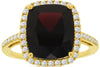 LARGE 5.88CT DIAMOND & AAA GARNET 14KT YELLOW GOLD CUSHION & ROUND HALO FUN RING