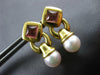 2.26CT AAA PINK TOURMALINE & SOUTH SEA PEARL 18KT YELLOW GOLD 3D EARRINGS #27123