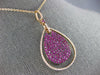 ESTATE LARGE 2.47CT DIAMOND & AAA PINK SAPPHIRE 18KT ROSE GOLD TEAR DROP PENDANT