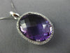 ESTATE EXTRA LARGE 15.68CT DIAMOND & AMETHYST 14KT WHITE GOLD HALO OVAL PENDANT