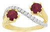 ESTATE 1.29CT DIAMOND & AAA RUBY 14KT 2 TONE GOLD CRISS CROSS INFINITY LOVE RING