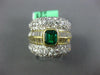LARGE 4.10CT DIAMOND & AAA EMERALD 18KT 2 TONE GOLD 3D BAGUETTE ENGAGEMENT RING