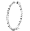 ESTATE 1.50CT DIAMOND 14K WHITE GOLD 3D CLASSIC INSIDE OUT HOOP HANGING EARRINGS
