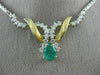 ANTIQUE 1.95CT DIAMOND & AAA EMERALD 14K WHITE & YELLOW GOLD SWIRL NECKLACE 6871