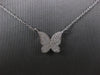 ESTATE .21CT DIAMOND 14KT WHITE GOLD 3D CLASSIC BUTTERFLY LOVE NECKLACE