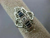 ANTIQUE .21CT OLD MINE DIAMOND & AAA SAPPHIRE 18K WHITE GOLD FILIGREE RING 19859