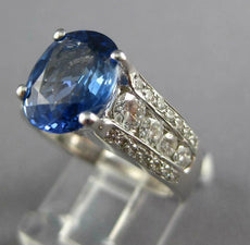 4.92CT DIAMOND & AAA CEYLON SAPPHIRE 14KT WHITE GOLD OVAL ENGAGEMENT RING #27221