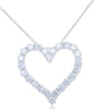 ESTATE 5.8CT DIAMOND 18KT WHITE GOLD 3D SHARED PRONG OPEN HEART FLOATING PENDANT