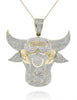 ESTATE EXTRA LARGE 2.05CT DIAMOND 14KT YELLOW GOLD 3D CLASSIC BULL PENDANT