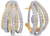1.41CT DIAMOND 14KT 2 TONE GOLD 3D MULTI ROW UMBRELLA CLIP ON HANGING EARRINGS