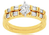 .63CT DIAMOND 14KT YELLOW GOLD PEAR SHAPE & BAGUETTE ENGAGEMENT WEDDING RING SET