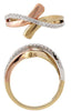ESTATE .16CT DIAMOND 14KT TRI COLOR GOLD 3D ROUND CRISS CROSS INFINITY LOVE RING