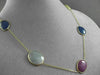 ANTIQUE 14KT YELLOW GOLD EXTRA FACET MULTI COLOR SAPPHIRE BY THE YARD NECKLACE
