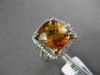 ESTATE LARGE 4.93CT DIAMOND & EXTRA FACET CITRINE 14KT WHITE GOLD HALO LEAF RING