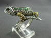 ESTATE 3.03CT FANCY MULTI COLOR DIAMONDS & AAA EMERALD 14KT WHITE GOLD FROG RING
