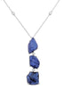 25.07CT DIAMOND & AAA TANZANITE 18K WHITE GOLD 3 STONE BY THE YARD LOVE NECKLACE