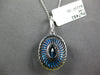 ESTATE LARGE 8.91CT MOCHA DIAMOND & AAA BLUE TOPAZ 14KT WHITE GOLD OVAL PENDANT