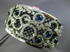 EXTRA LARGE 12.3CT DIAMOND & AAA SAPPHIRE 14K BLACK & WHITE GOLD BANGLE BRACELET