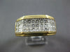 WIDE 2.06CT DIAMOND 14KT YELLOW GOLD CLASSIC 3 ROW PRINCESS INVISIBLE MENS RING