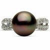 ESTATE .80CT DIAMOND & AAA TAHITIAN PEARL 14KT WHITE GOLD 3D PAVE INFINITY RING