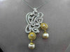 ANTIQUE MASSIVE 2.90CT DIAMOND & PEARL 18K TWO TONE GOLD FILIGREE PENDANT BROOCH