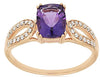 ESTATE 1.42CT DIAMOND & AAA AMETHYST 14KT ROSE GOLD 3D CUSHION & ROUND FUN RING