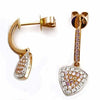 .37CT WHITE & PINK DIAMOND 18KT WHITE & ROSE GOLD 3D TRIANGULAR HANGING EARRINGS