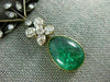ANTIQUE EXTRA LARGE 33.60CT OLD MINE DIAMOND & AAA EMERALD 14KT GOLD NECKLACE
