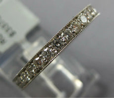 0.97CT DIAMOND 18KT WHITE GOLD ROUND ETERNITY FILIGREE MILGRAIN ANNIVERSARY RING