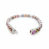29.49CT DIAMOND & AAA MULTI COLOR SAPPHIRE 18KT WHITE GOLD CUFF TENNIS BRACELET