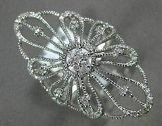 ESTATE LARGE .36CT ROUND DIAMOND 14KT WHITE GOLD OPEN FILIGREE FLOWER LOVE RING