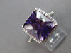 LARGE 5.75CT DIAMOND & AAA AMETHYST 14KT WHITE GOLD 3D CUSHION & ROUND HALO RING
