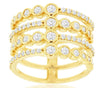 ESTATE WIDE 1.07CT DIAMOND 14KT WHITE GOLD 3D MULTI ROW WEDDING ANNIVERSARY RING
