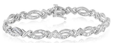 2.00CT DIAMOND 14KT WHITE GOLD 3D ROUND & BAGUETTE INFINITY LOVE TENNIS BRACELET
