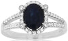 1.67CT DIAMOND & AAA SAPPHIRE 14KT WHITE GOLD OVAL & ROUND HALO ENGAGEMENT RING