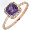 ESTATE 1.06CT DIAMOND & AAA AMETHYST 14K ROSE GOLD CUSHION & ROUND HALO FUN RING
