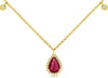 .87CT DIAMOND & AAA RUBY 14KT YELLOW GOLD PEAR SHAPE HALO BY THE YARD NECKLACE