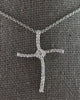 ESTATE .25CT DIAMOND 14KT WHITE GOLD 3D CLASSIC CROSS FLORAL FLOATING PENDANT
