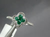 .43CT DIAMOND & AAA EMERALD 18KT WHITE GOLD ROUND 4 LEAF CLOVER FLOWER LOVE RING