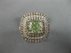 GIA LARGE 2.69CT MULTI COLOR DIAMOND 18KT WHITE & ROSE 3D SQUARE ENGAGEMENT RING