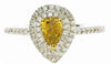 1.21CT WHITE & FANCY YELLOW DIAMOND 18KT 2 TONE GOLD PEAR SHAPE ENGAGEMENT RING