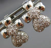 ESTATE .65CT DIAMOND 14K WHITE GOLD 3D CLASSIC PAVE HEART FLOWER EARRINGS #16559