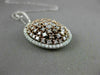 ESTATE LARGE 1.86CT WHITE & PINK DIAMOND 18K 2 TONE GOLD 3D CLUSTER OVAL PENDANT