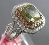 LARGE GIA 4.34CT WHITE PINK & BROWNISH GREEN DIAMOND 18KT WHITE & ROSE GOLD RING