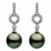 ESTATE .61CT ROUND DIAMOND & AAA TAHITIAN PEARL 18K WHITE GOLD CIRCULAR EARRINGS