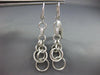 LARGE .18CT DIAMOND 18KT WHITE GOLD 3D MATTE & SHINY CIRCULAR HANGING EARRINGS