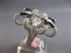EXTRA LARGE 3.94CT DIAMOND & BLACK ENAMEL 18K WHITE GOLD 3D FLOWER COCKTAIL RING