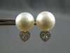 LARGE .29CT DIAMOND AAA TAHITIAN PEARL 18KT WHITE GOLD HEART SHAPE STUD EARRINGS