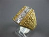 ESTATE LARGE .49CT DIAMOND 14KT 2 TONE GOLD 3D 3 STONE BAR RECTANGULAR MENS RING